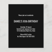 バジェットカスタム誕生年黒誕生日招待状 (裏面)