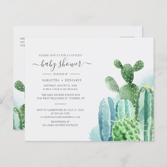 バジェットカッティプラントボタニカルカップル赤ちゃんシャワー (正面/裏面)