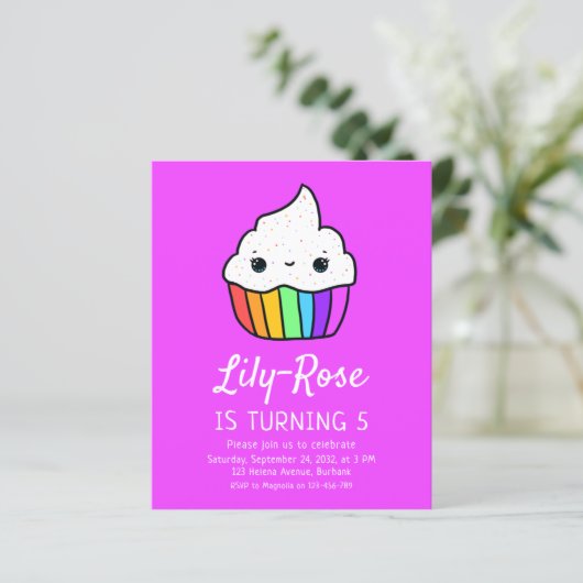 バジェットカップケーキキッズの誕生日パーティーの招待状 (スタンド正面)