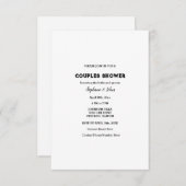 バジェットカップルのシャワーシンプル白黒結婚の 招待状 (正面/裏面)