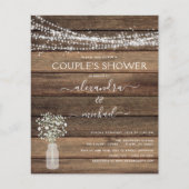 バジェットカップルのシャワー素朴招待状 チラシ