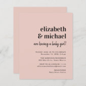 バジェットカップルベビーガールシャワー招待状 (正面/裏面)