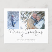 バジェットカップル2枚の写真スクリプトメリークリスマスカード (正面)