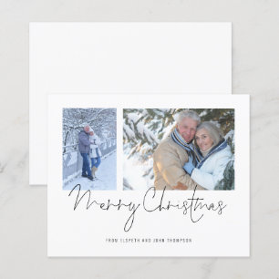 バジェットカップル2枚の写真スクリプトメリークリスマスカード