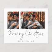 バジェットカップル2枚の写真スクリプトメリークリスマスカード (正面)