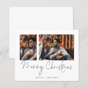 バジェットカップル2枚の写真スクリプトメリークリスマスカード