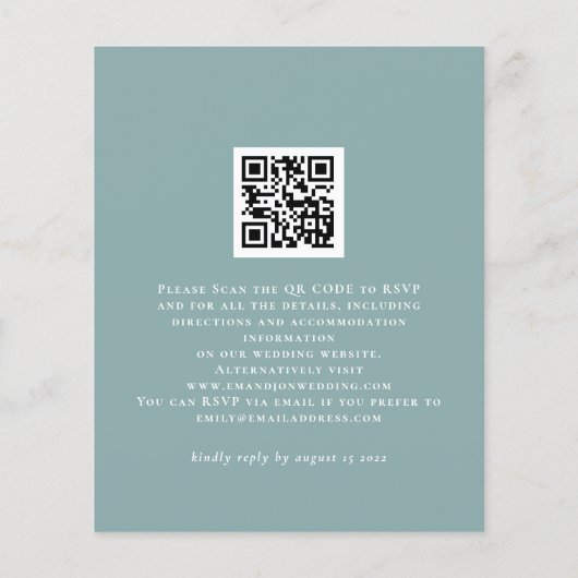 バジェットカボチャティール(緑がかった色)の葉QRウェディング招待 (裏面)