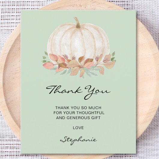 バジェットカボチャ赤ちゃんシャワーグリーンサンキューカード