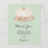 バジェットカボチャ赤ちゃんシャワーグリーンサンキューカード (正面)