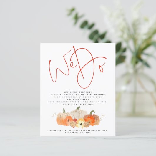 バジェットカボンプキンスグリッター私たちはQR結婚式の招待をする (スタンド正面)