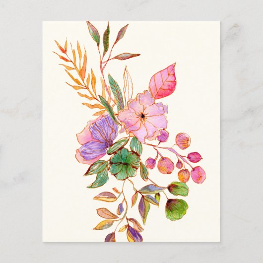 バジェットカラフルウォーターカラーフローラブライダルシャワー (裏面)