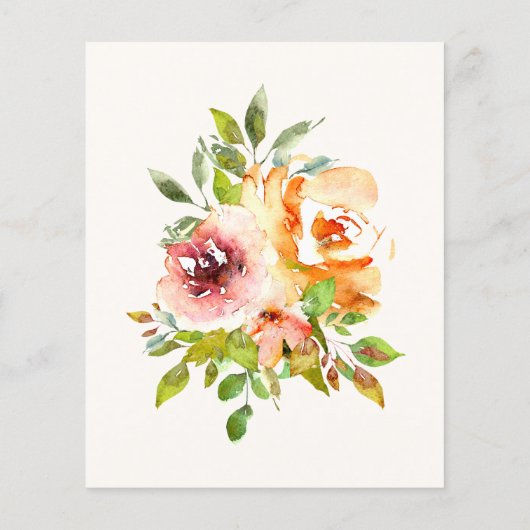 バジェットカラフルウォーターカラーフローラ結婚式の招待 (裏面)