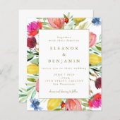 バジェットカラフルガーデンフラワーズ結婚式招待状 (正面/裏面)