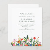 バジェットカラフルガーデンフローラブライダルシャワー招待状 (正面/裏面)