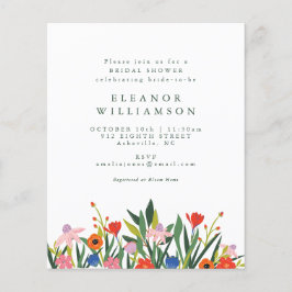 バジェットカラフルガーデンフローラブライダルシャワー招待状