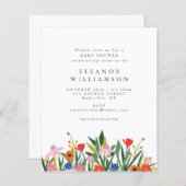 バジェットカラフルガーデンフローラベビーシャワー招待状 (正面/裏面)