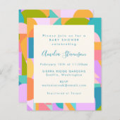 バジェットカラフルキュート幾何学ベビーシャワー招待状 (正面/裏面)