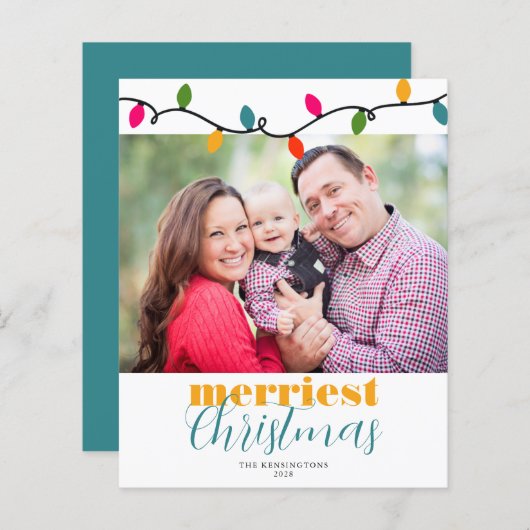 バジェットカラフルクリスマスライトホリデーフォト (正面/裏面)