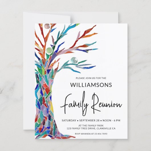バジェットカラフルファミリーツリーファミリー懇親会招待状 (正面)
