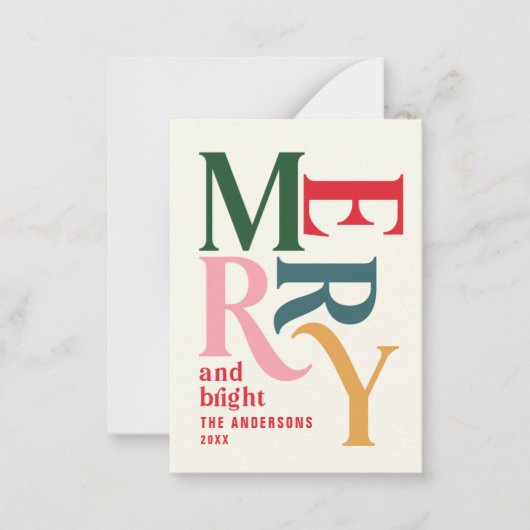 バジェットカラフルメリーヴィンテージクリスマス ノートカード (正面)