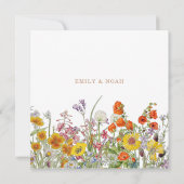 バジェットカラフルワイルドフラワーズカントリー結婚ボホ 招待状 (裏面)