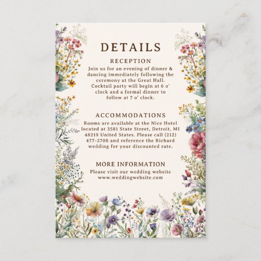 バジェットカラフルワイルドフラワーフローラ水彩 エンクロージャーカード (正面)