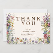 バジェットカラフルワイルドフラワーフローラ水彩 サンキューカード (正面)