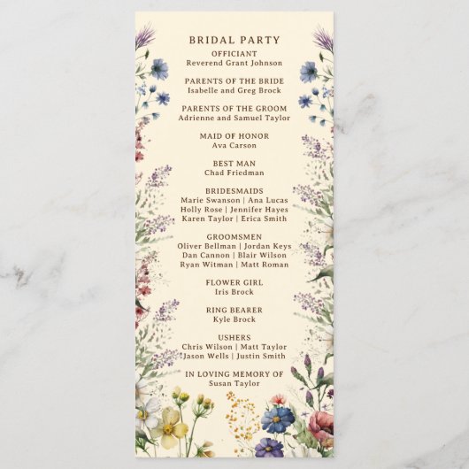 バジェットカラフルワイルドフラワーフローラ水彩 プログラム (裏面)