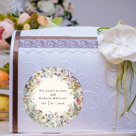 バジェットカラフルワイルドフラワーフローラ水彩 ラウンドシール