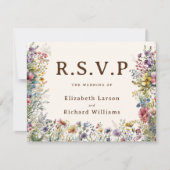 バジェットカラフルワイルドフラワーフローラ水彩 出欠カード (正面)