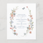 バジェットカラフルワイルドフラワー結婚式招待状 チラシ (正面)