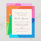 バジェットカラフル抽象芸術ベビーシャワー招待状 (正面/裏面)