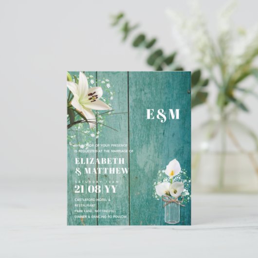 バジェットカラライリシックみすぼらしい結婚式の招待 (スタンド正面)