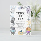バジェットカワイイ幽霊モンスターハロウィーン誕生パーティー 招待状 (スタンド正面)