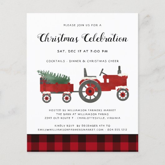 バジェットカントリー素朴クリスマスパーティーフライヤー チラシ (正面)