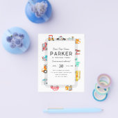 バジェットカー通りキッズトランスポート誕生日 チラシ (シングル)