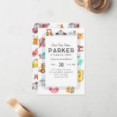 バジェットカー通りキッズトランスポート誕生日 ノートカード (正面/裏面インサイチュ)