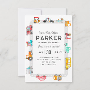 バジェットカー通りキッズトランスポート誕生日 ノートカード