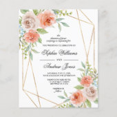 バジェットガーデンバラ&金ゴールドフレーム結婚式招待状 (正面)