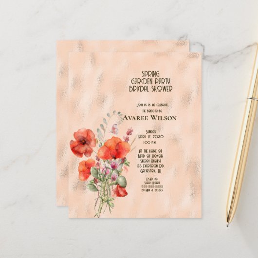 バジェットガーデンパーティーブライダルシャワー (正面/裏面インサイチュ)