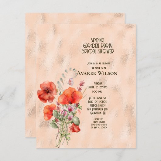 バジェットガーデンパーティーブライダルシャワー (正面/裏面)