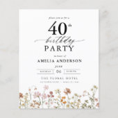 バジェットガーデンワイルドフラワー40th誕生日招待状 チラシ (正面)