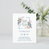 バジェットガーデン葉秋の結婚式招待状ティール（緑がかった色） (スタンド正面)