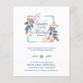 バジェットガーデン葉秋の結婚式招待状ティール（緑がかった色） (正面)