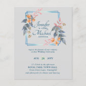 バジェットガーデン葉秋の結婚式招待状ティール（緑がかった色） (正面)