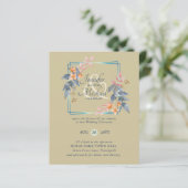 バジェットガーデン葉秋の結婚式招待状ティール（緑がかった色） (スタンド正面)