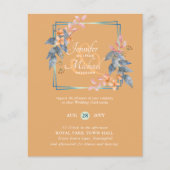 バジェットガーデン葉秋の結婚式招待状ティール（緑がかった色） (正面)