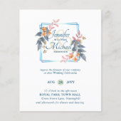 バジェットガーデン葉秋の結婚式招待状ティール(緑がかった色) (正面)