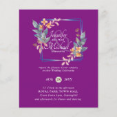 バジェットガーデン葉秋の結婚式招待状ティール(緑がかった色) (正面)