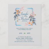 バジェットガーデン葉秋の結婚式招待状ティール（緑がかった色） (正面)